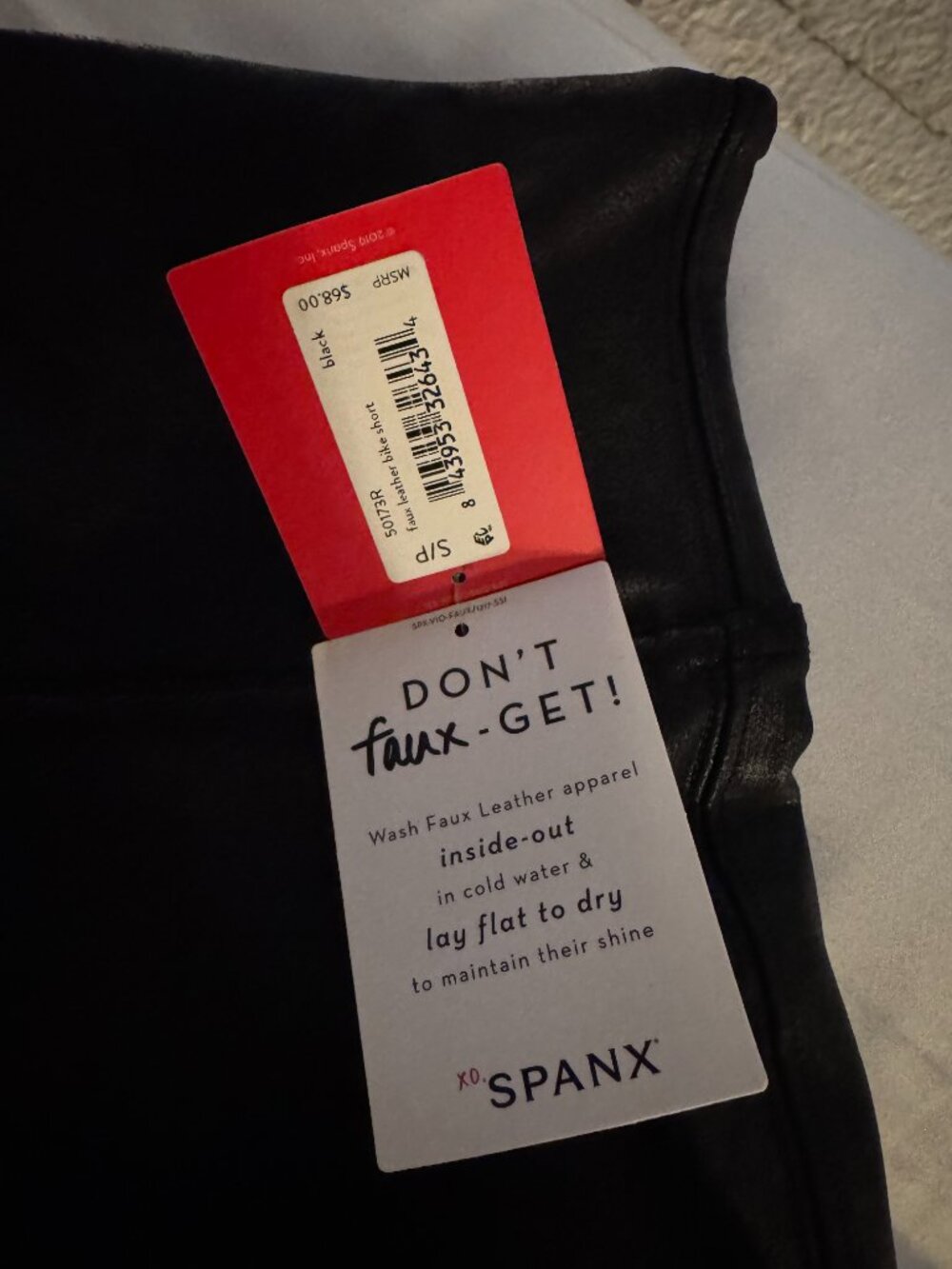 NWT SPANX Faux Leather Bike Shorts Black Size Small - Picture 4 of 5